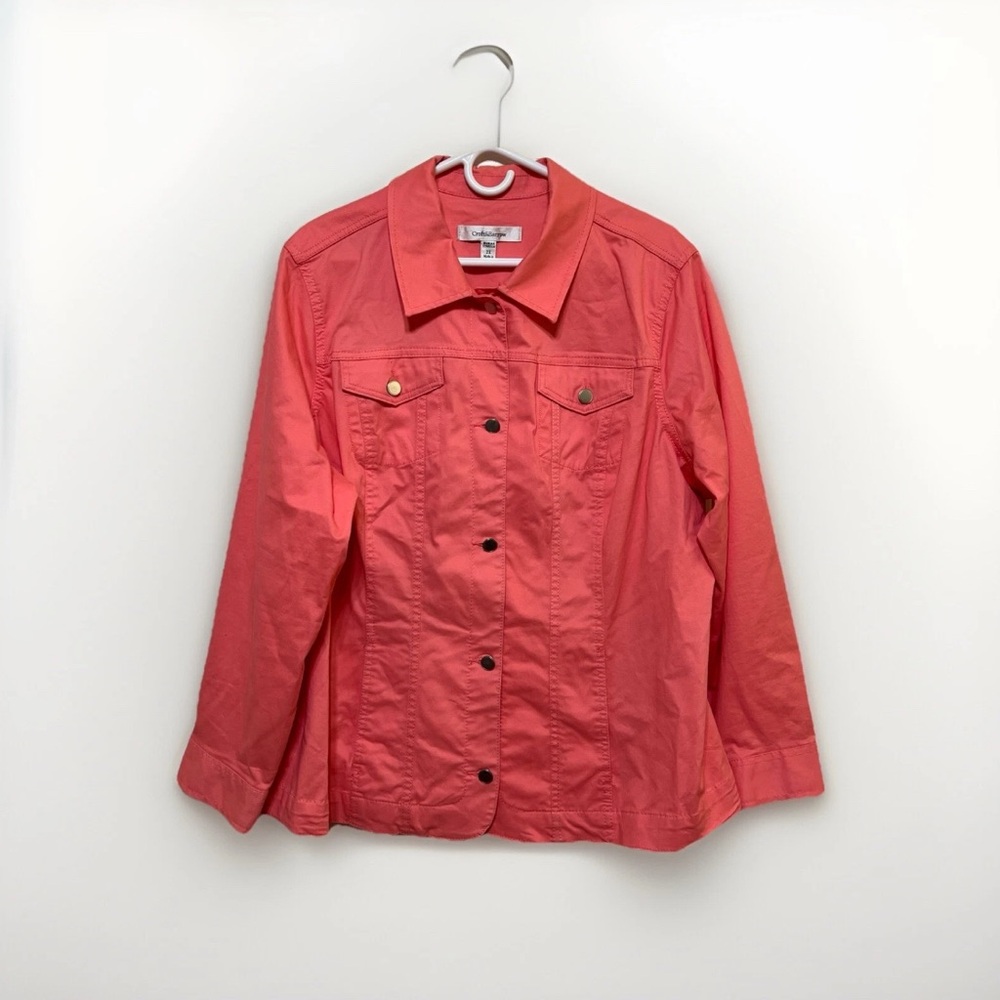 Croft & Barrow Pink 2X Lightweight Denim Button Jacket Stretch EUC